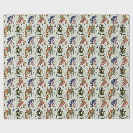 Krampus Collage Wrapping Paper Kleines Muster Geschenkpapier (Flach)