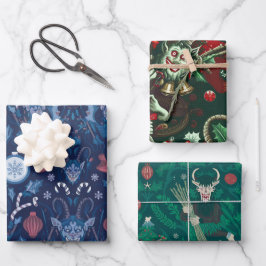 Krampus Collection Wrapping Paper | Dark Holiday Geschenkpapier Set