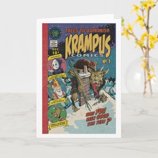 Krampus Comic Card Karte (Gelbe Blume)