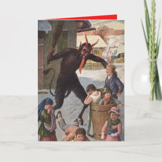 Krampus, das Entführungs-Kinderwinter bestraft Feiertagskarte (Vorderseite)