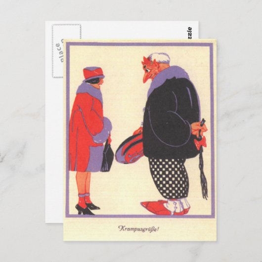 Krampus & Datum Postkarte (Vorne/Hinten)