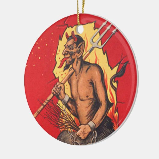 Krampus Demon Devil Pitchfork Switch Keramikornament (Links)