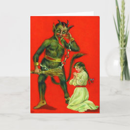 Krampus, der ein schlechtes Mädchen bestraft Feiertagskarte