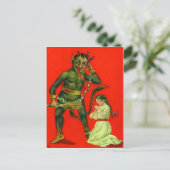 Krampus, der ein schlechtes Mädchen bestraft Postkarte (Stehend Vorderseite)