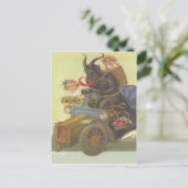 Krampus, der kleine Mädchen im Auto verführt Postkarte (Stehend Vorderseite)