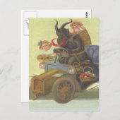 Krampus, der kleine Mädchen im Auto verführt Postkarte (Vorne/Hinten)