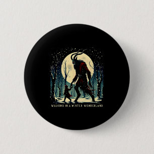 Krampus Dunkler Winterurlaub, der in einem Winter Button