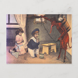 Krampus entführt böse Kinder Postkarte