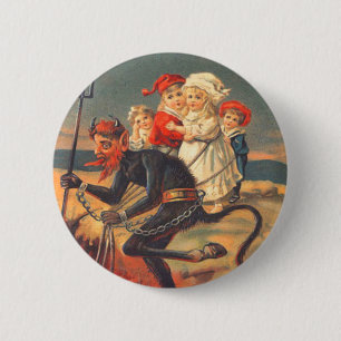 Krampus entführt Kinder Button