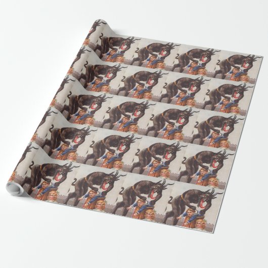 Krampus entführt Kinder Geschenkpapier (Ungerollt)