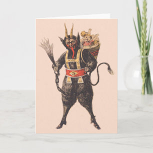 Krampus entführt Kinder mit der Rute Feiertagskarte