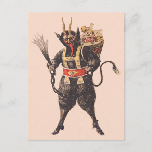Krampus entführt Kinder mit der Rute Postkarte (Vorderseite)