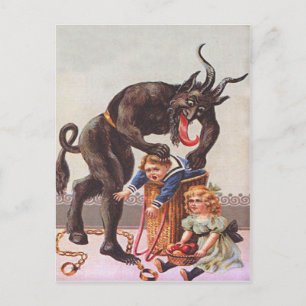 Krampus entführt Kinder Postkarte