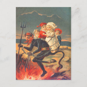 Krampus entführt Kinder Postkarte