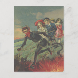 Krampus entführt Kinder Postkarte