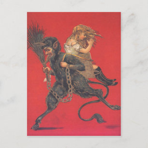 Krampus entführt Mädchen Postkarte