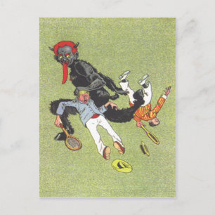 Krampus entführt Männer Postkarte