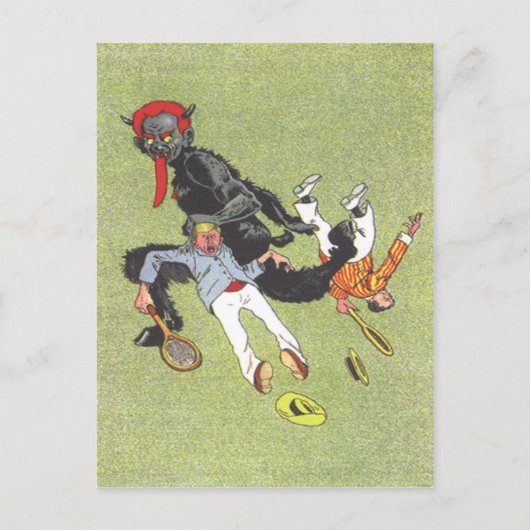 Krampus entführt Männer Postkarte (Vorderseite)