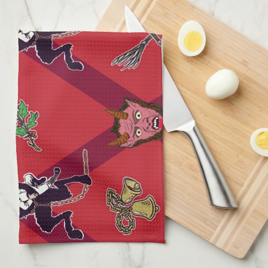 Krampus Festuvis Geschirrtuch (Viertel Falte)