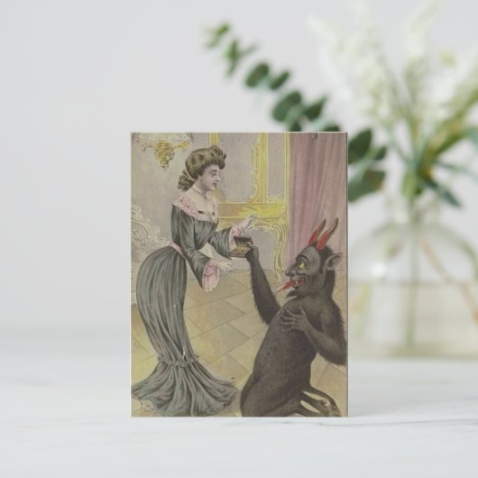 Krampus Finds Liebe Postkarte (Stehend Vorderseite)