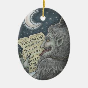 KRAMPUS FRECHE LISTE, VERZIERUNG Oval des Keramik Ornament
