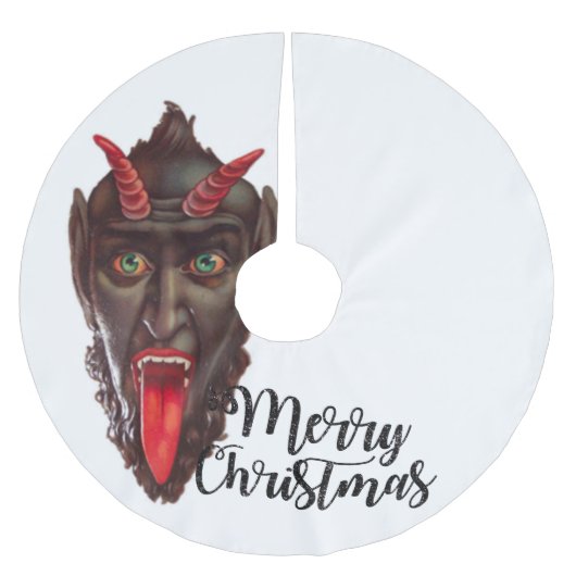 Krampus fröhlicher Weihnachtsbaumrock Polyester Weihnachtsbaumdecke (Vorderseite)