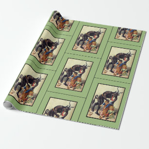 Krampus-Geschenkpapier grün Geschenkpapier