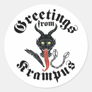 Krampus Greetings Runder Aufkleber