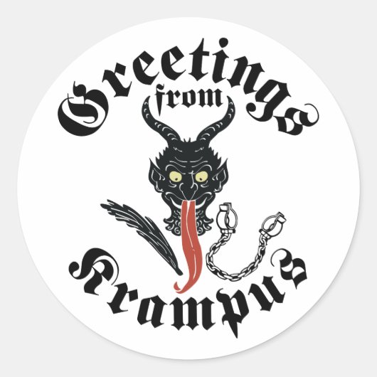 Krampus Greetings Runder Aufkleber (Vorderseite)
