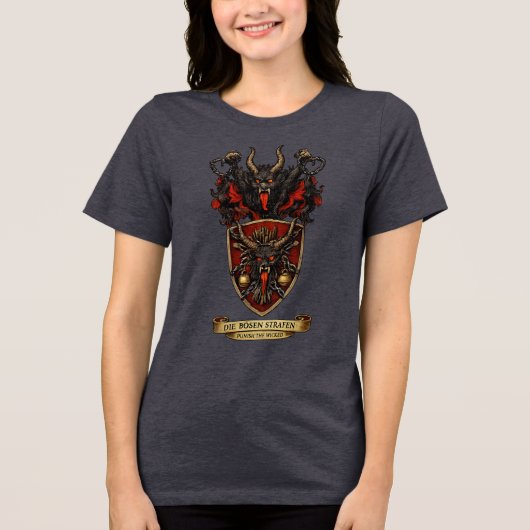 Krampus Heraldic Crest Coat of Arms Christmas Tri-Blend Shirt (Vorderseite)