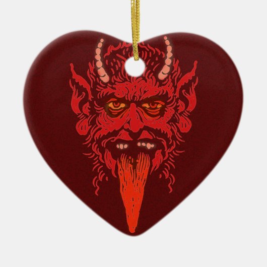 Krampus Herzdekoration Keramik Ornament (Vorne)