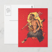Krampus Heugabel Gerte Postkarte (Vorne/Hinten)