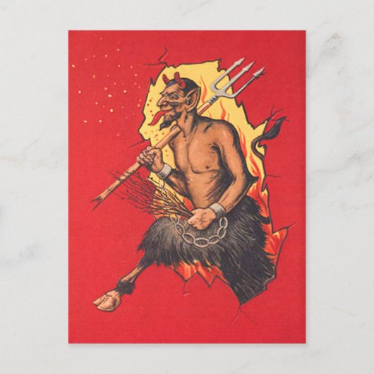 Krampus Heugabel Gerte Postkarte (Vorderseite)