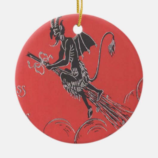 Krampus im Zimmer Keramikornament (Vorne)