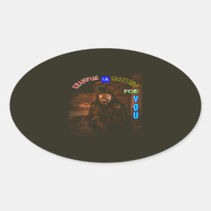 Krampus ist für Sie Gewartet Dezember Krampusnacht Ovaler Aufkleber