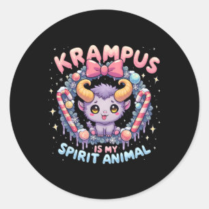 Krampus ist mein Geist Tier süß gespenstische Fest Runder Aufkleber