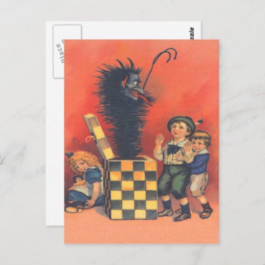 Krampus-Jack-in-A-Box Postkarte (Vorne/Hinten)