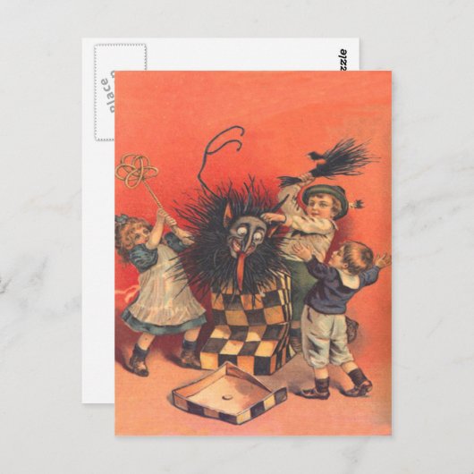 Krampus-Jack-in-A-Box Postkarte (Vorne/Hinten)