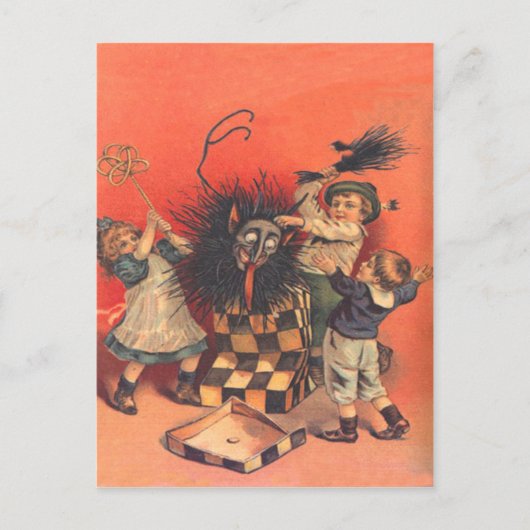 Krampus-Jack-in-A-Box Postkarte (Vorderseite)