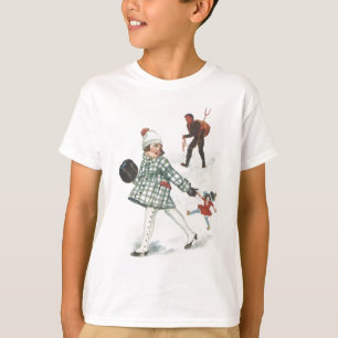 Krampus jagen ein kleines Mädchen mit Puppe T-Shirt