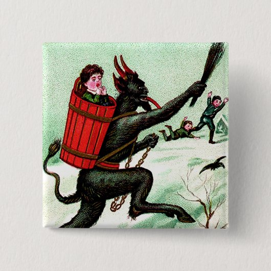 Krampus jagen schlechten Kindern Winterschnee Button (Vorderseite)