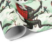 Krampus jagen schlechten Kindern Winterschnee Geschenkpapier (Rolleneckpunkt)