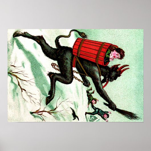 Krampus jagen schlechten Kindern Winterschnee Poster (Vorne)