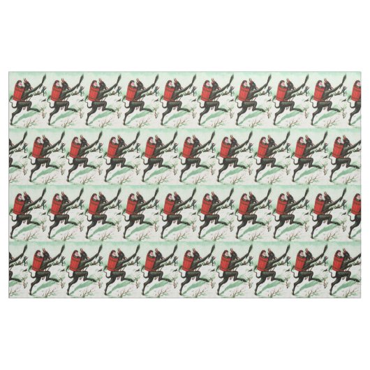 Krampus jagen schlechten Kindern Winterschnee Stoff (Yard (91,4 cm))
