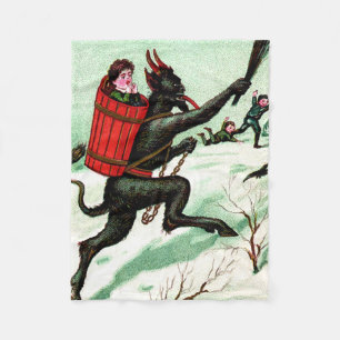 Krampus jagt böse Kinder Winter Schnee Fleecedecke