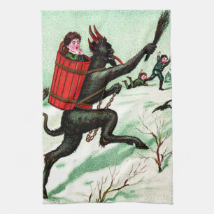 Krampus jagt böse Kinder Winter Schnee Handtuch