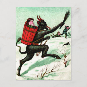 Krampus jagt böse Kinder Winter Schnee Postkarte