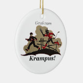 Krampus jagt Kind Keramikornament (Rechts)