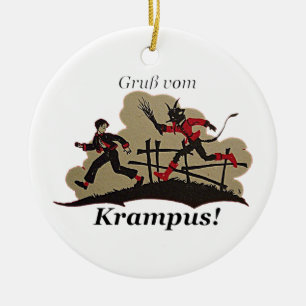 Krampus jagt Kind Keramikornament