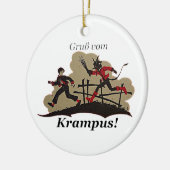 Krampus jagt Kind Keramikornament (Links)